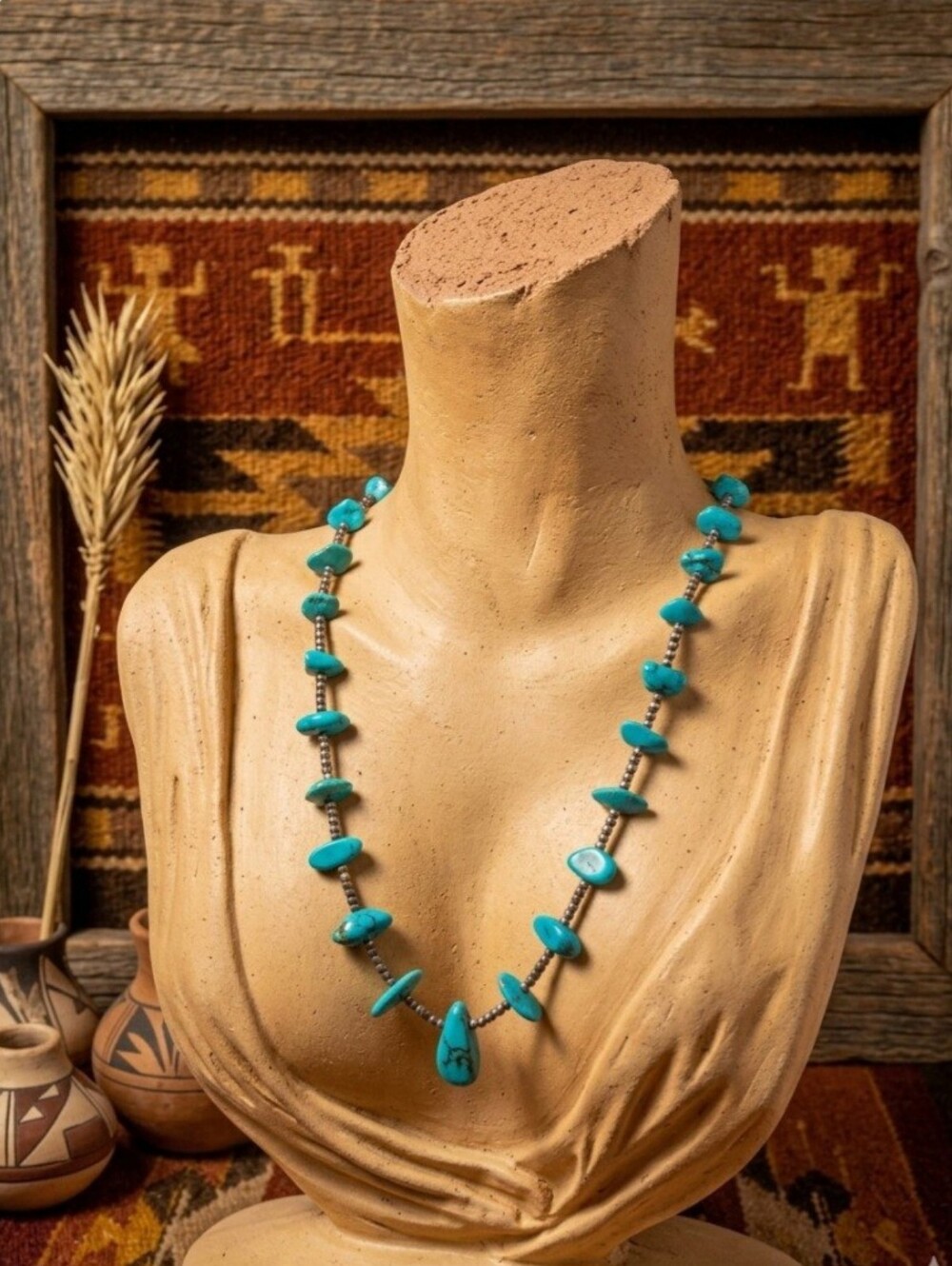 Native American Turquoise Nugget Bead Necklace